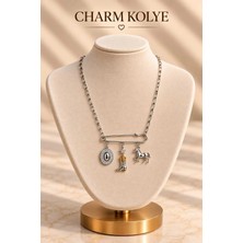 Mdm Style Çelik Çengelli Iğne Zincirli Charm Detaylı Kolye