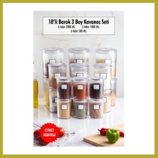 Bezos 18'li Barok Yuvarlak 3 Boy Kavanoz Seti & Saklama Kabı & Erzak Kabı (6*2000 Ml, 6*1000 ml ,6*500 Ml) Bcks