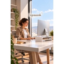 By Cino Ergonomik Monitör Yükseltici & Masa Üstü Düzenleyici Stant Beyaz
