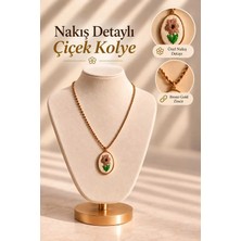Mdm Style Çiçek Işlemeli Gold Renk Kolye