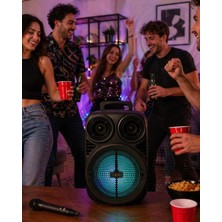 Royaleks Kablosuz Karaoke Hoparlör Mikrofonlu Rgb Işıklı 6.5 Inç Bluetooth Speaker Taşınabilir