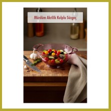 Bezos 23,5 x 30 cm Mürdüm Akrilik Kulplu Süzgeç ? Salata ve Makarna Süzme Kabı Bcks