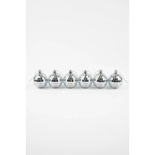 Mini Disko Topu Yılbaşı Ağacı Süsü 3 cm 6'lı Set - Aynalı Gümüş Asma Süs