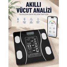 Royaleks Akıllı Vücut Analiz Baskülü Bluetooth Bağlantılı 4 Sensörlü LCD Ekranlı Dijital Tartı
