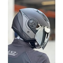 Ls2 Aırflow 2 Cover Mat Siyah-Gri Kask (Gri Vizör)