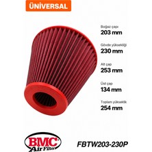 Bmc FBTW203-230P Universal Konik Performans Hava Filtresi 203 mm Boğaz / 230 mm Yükseklik / Plastik Kapak