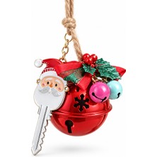 Noel Baba Figürlü Kırmızı Çan Yılbaşı Ağaç Süsü – Hasır Ipli Dekoratif Süs (20 Cm)