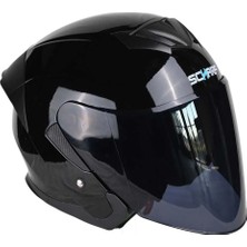 Scharf 526 Piano Black Açık / Yarım Kask - Scooter & Motosiklet Sürücü Kaskı