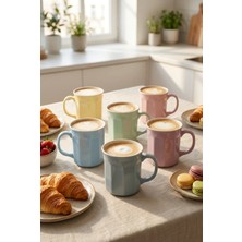Shuvae Home 6’lı Pastel Seramik Kupa Seti 270 ml – Modern Heraksel Kupa Kahve & Çay Mug Bardak