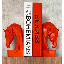 Jeane Home Decor 20 cm Kırmızı 2 Adet Dekoratif Kübik Geometrik Tasarım At Kitap Tutucu Biblo