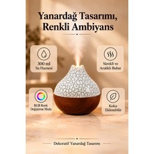 ESY Teknoloji Hava Nemlendirici Buhar Makinası LED Işık Volkanik Alev Bambu Şık Tasarım