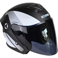Scharf 526 A1 Gray Açık / Yarım Kask (Smoke Vizör) - Scooter & Motosiklet Sürücü Kaskı