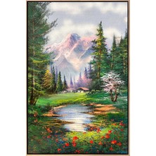 Simurg Sanatevi Çam Ormanının Huzurlu Zamanı Yağlı Boya Tablosu - Tuval Üzerine El Yapımı - 80 x 120 cm