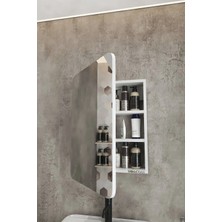 Modadiyos Oval Kapaklı %100 Mdf Aynalı Banyo Dolabı Üstü 70X50 Üst Dolap