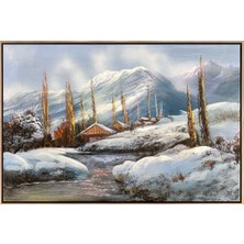 Simurg Sanatevi Karla Süslenmiş Doğa Yağlı Boya Tablosu - Tuval Üzerine El Yapımı - 120 x 80 cm