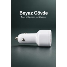 Laraheiser Çift Portlu Beyaz Oto Şarj Adaptörü