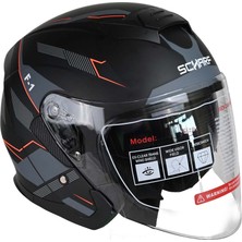 Scharf 528 Şeffaf Vizörlü Yarım Motosiklet Kaskı - Güneş Camlı Açık Kask (G1)