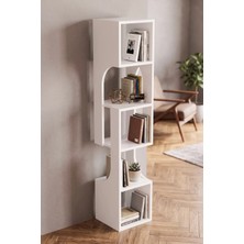 Reyo Falez Kitaplık Ahşap Dekoratif Raf 5 Katlı Modern Çok Amaçlı Kitaplık Salon Ofis Kitaplığı - Beyaz 7067