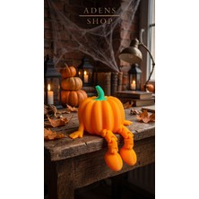 Adens Shop 3D Baskı Eklemli Oturan Balkabağı Masa & Raf Süsü – Cadılar Bayramı (Halloween) Hareketli Bacaklı Dekoratif Figür