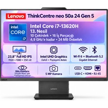 Lenovo Thinkcentre Neo 50A Gen 5 I7-13620H 16GB 1tb SSD 23.8 Fhd Windows 11 Pro Aıo Pc 12SC000KTR S2 Snertech