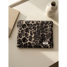 Joli Leopar Desenli Soluk Renk Laptop Çantası 13-14 Inç MacBook Air ve MacBook Pro Uyumlu