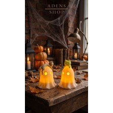 Adens Shop 3D Baskı Kedili Hayalet Işıklı Mumluk – Cadılar Bayramı (Halloween) Sevimli Kedi ve Hayalet Temalı Dekoratif Gece Lambası & Tealight Süsü