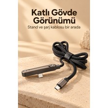 Demrion Telefon Standlı Şarj Kablosu Katlanabilir Metal Kollu