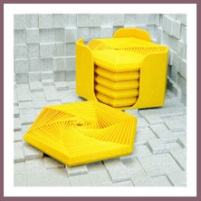 Bezos 3D Baskı Super Fidget Coaster Seti - Altıgen Desenli Bardak Altlığı ve Tutucu-Sarı Bzss