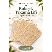 Duff Clean Doğal Kabak Lifli Bulaşık Süngeri 3'lü Set %100 Doğal Çizmez Dayanıklı