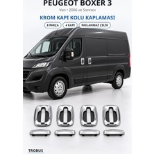 Trobus Peugeot Boxer 3 2006 ve Sonrası Uyumlu Krom Kapı Kolu Kaplaması 4 Kapı 8 Parça Paslanmaz Çelik