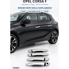 Trobus Opel Corsa F 2019 ve Sonrası Uyumlu Krom Kapı Kolu Kaplaması 4 Kapı Paslanmaz Çelik 1 Delik