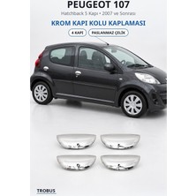 Trobus Peugeot 107 2007 ve Sonrası Uyumlu Krom Kapı Kolu Kaplaması 4 Kapı Paslanmaz Çelik