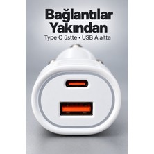 GIGA Type C ve USB A Çift Çıkışlı Araç Şarj Aleti