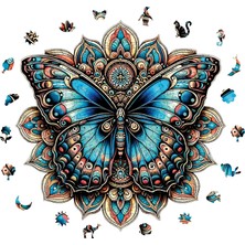 Puzzle Yetişkin - Mandala Kelebeği - 250 Parça, 29 x 29 cm - Yapıştırıcı Folyo Dahil - Benzersiz Şekilli Parçalar & Özel Figürler - Wz-06