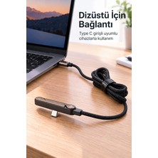 OtoTech Örgü Şarj Kablosu Entegre Katlanabilir Telefon Destekli