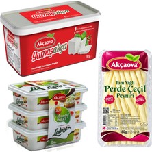 Akçaova Tam Yağlı Beyaz Peynir - Labne - Çeçil Peyniri 3 Lü Karma Paket