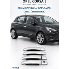 Trobus Opel Corsa E 2015-2019 Uyumlu Krom Kapı Kolu Kaplaması 4 Kapı Paslanmaz Çelik