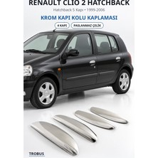 Trobus Renault Clio 2 Hatchback 1999-2006 Uyumlu Krom Kapı Kolu Kaplaması 4 Kapı Paslanmaz Çelik