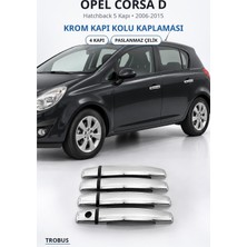 Trobus Opel Corsa D 2006-2015 Uyumlu Krom Kapı Kolu Kaplaması 4 Kapı Paslanmaz Çelik
