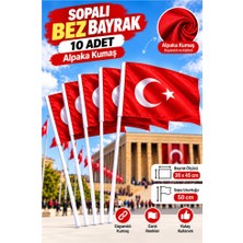 ArtMaster Sopalı Bez Bayrak 30X45 cm 10 Adet Saplı Bayrak Ay Yıldız Plastik Çıtalı 30X45 Bez Bayrak Mill Bayram Kutlama