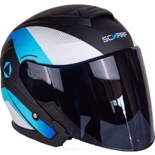Scharf 528 Siyah Vizörlü Yarım Motosiklet Kaskı - Güneş Camlı Açık Kask (T1 Sılver)