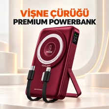 Ayers 10.000 Mah Magsafe Uyumlu Premium Powerbank, 15W Manyetik Kablosuz Hızlı Şarj, 22,5W Pd Hızlı Şarj, Dahili Usb-C ve Lightning Kablolu, Katlanabilir Standlı Dijital Göstergeli Taşınabilir Şarj Cihazı