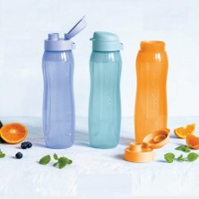 Tupperware Eco Şişe 750 ml Ince 3 Lü Matara Suluk Set Kolay Kapak Mor Mavi Turuncu Set