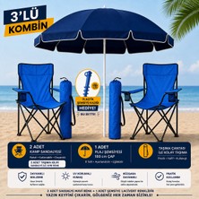Toptancı Amca 3'lü Kamp ve Plaj Seti Kaıklı 2 Adet Katlanır Kamp Sandalyesi + 1 Adet 170 cm Ayarlanabilir Plaj Şemsiyesi Taşıma Çantalı Şemsiye Kazığı Hediye