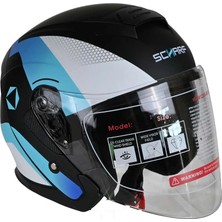 Scharf 528 Şeffaf Vizörlü Yarım Motosiklet Kaskı - Güneş Camlı Açık Kask (T1 Sılver)
