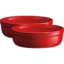 Emile Henry Fırın Kabı Yuvarlak Creme Brulee 2'li Set Kırmızı/burgundy