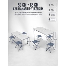 4 Sandalyeli Katlanabilir Kamp Masası Portatif Bahçe Kamp ve Piknik Masa Seti