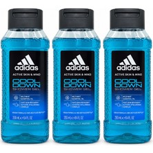 Adidas Active Skin & Mind Cool Down Duş Jeli 3 x 250 ml - Ferahlatıcı Bakım
