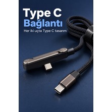 Akıllı Bayi Type C Şarj Kablosu Katlanabilir Telefon Standlı Örgü Tasarım Aby
