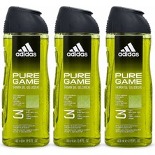 Adidas Pure Game 3’ü 1 Arada Duş Jeli 3 x 400 ml - Vücut, Saç ve Yüz